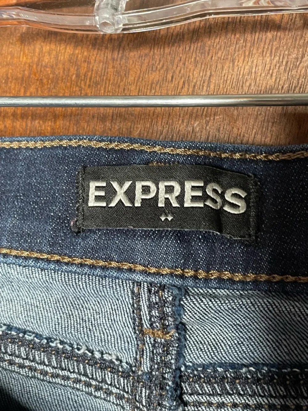 Express Dark Wash Denim Mini Skirt 10 Distressed Jean Skirt Y2K Casual Festival